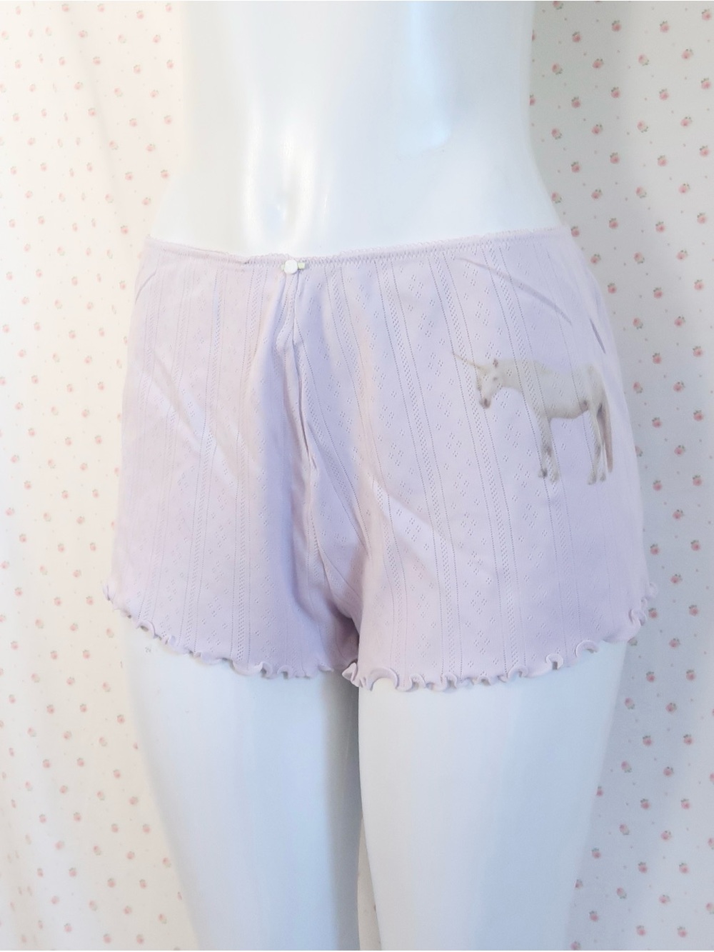 Lavender Women's Sleep Shorts with Horse Print